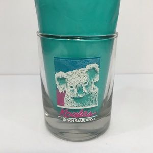 Vintage BUSCH GARDENS Koalas Retro Souvenir Rocks Drinking Glass Pink Blue White